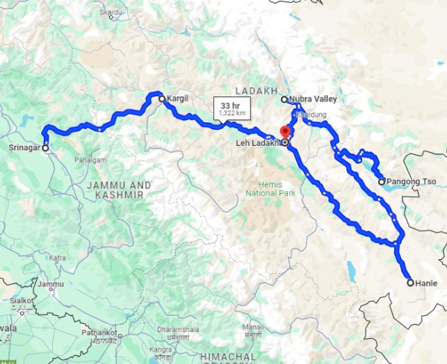 Ladakh Motorcycle Tour Map