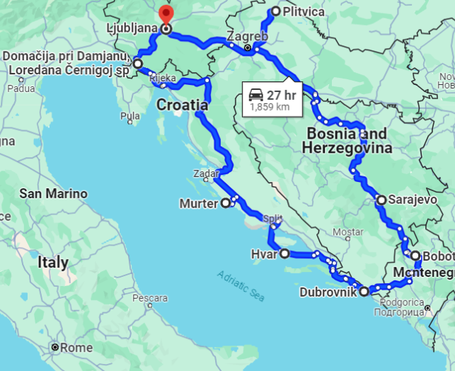 Balkan Motorcycle Tour Map