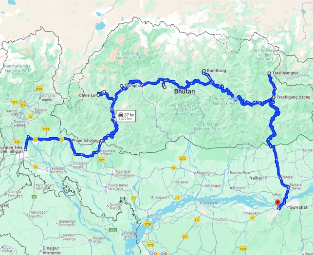 Grand Bhutan - Ride Map